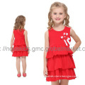 Dark red pleated skirt casual children clothes baby girls dress DZQ001